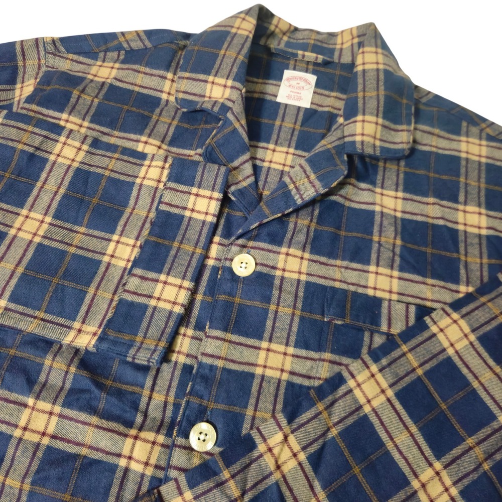 Brooks Brothers Pajama Top Mens M Blue Plaid Flannel Long Sleeve‎ Button Front